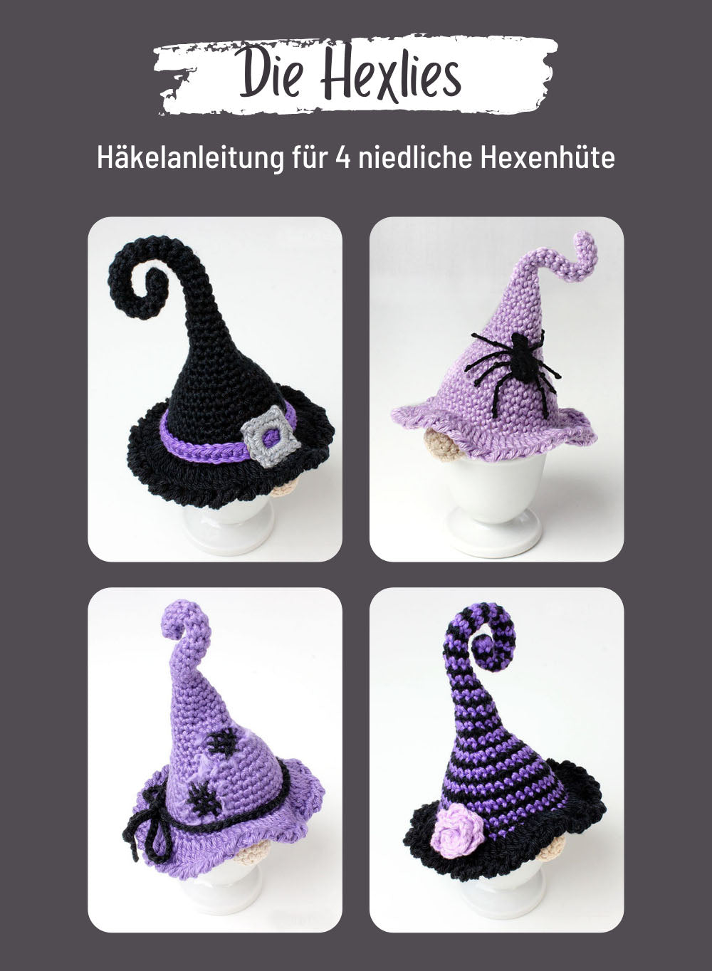 Eierwärmer „Die Hexlies“ – vier Hexenhut-Wichtel