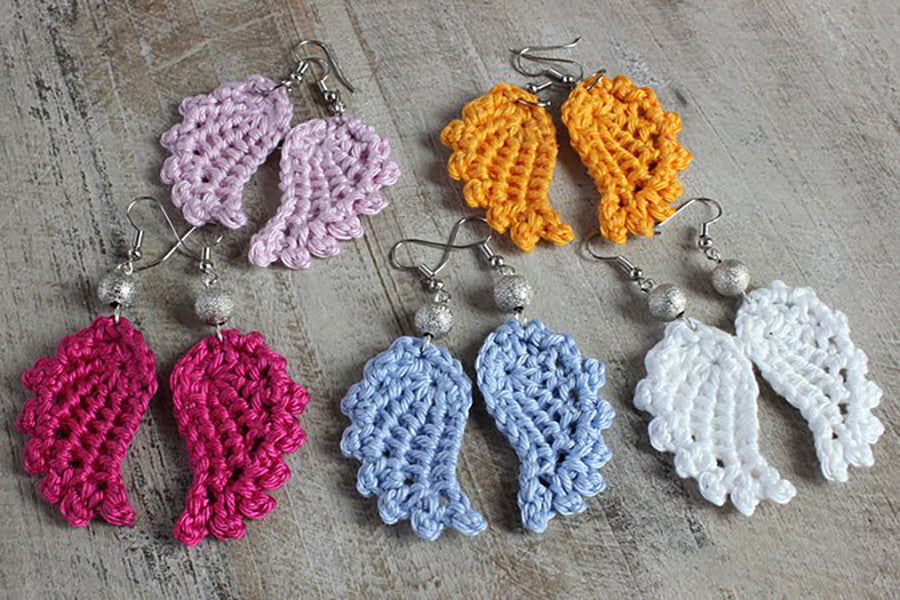 Engelsflügel-Ohrringe – gehäkelter Schmuck