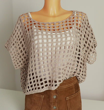 Netzshirt, Sommerpulli „Square Dance“