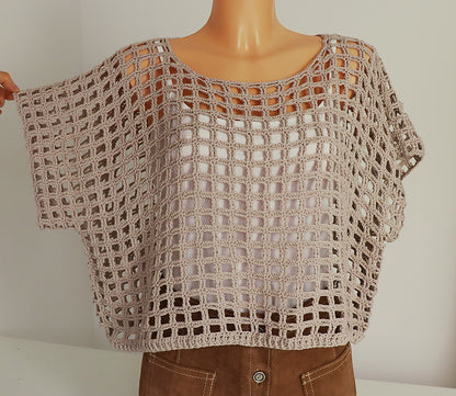 Netzshirt, Sommerpulli „Square Dance“